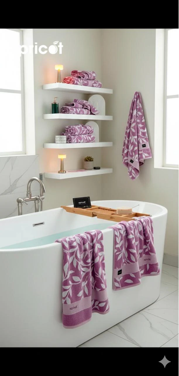 1 PC Bath Towel-Pastel Flower(Lilac) - Image 6