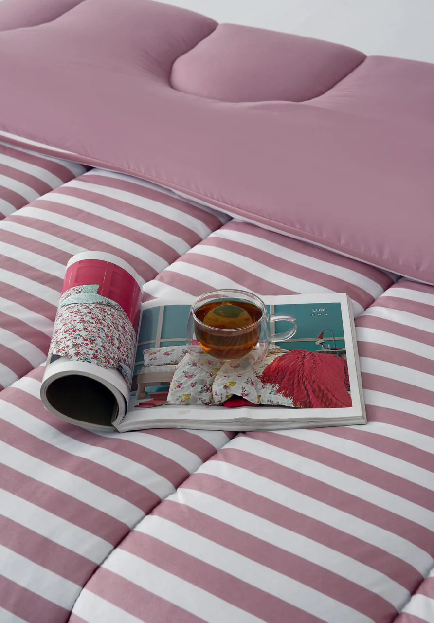 1 PC Double Winter Razai-Pink Bold Stripes - Image 5