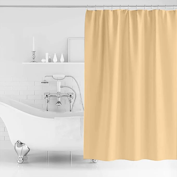 1 PC Waterproof Shower Curtain-Light Yellow - Image 3