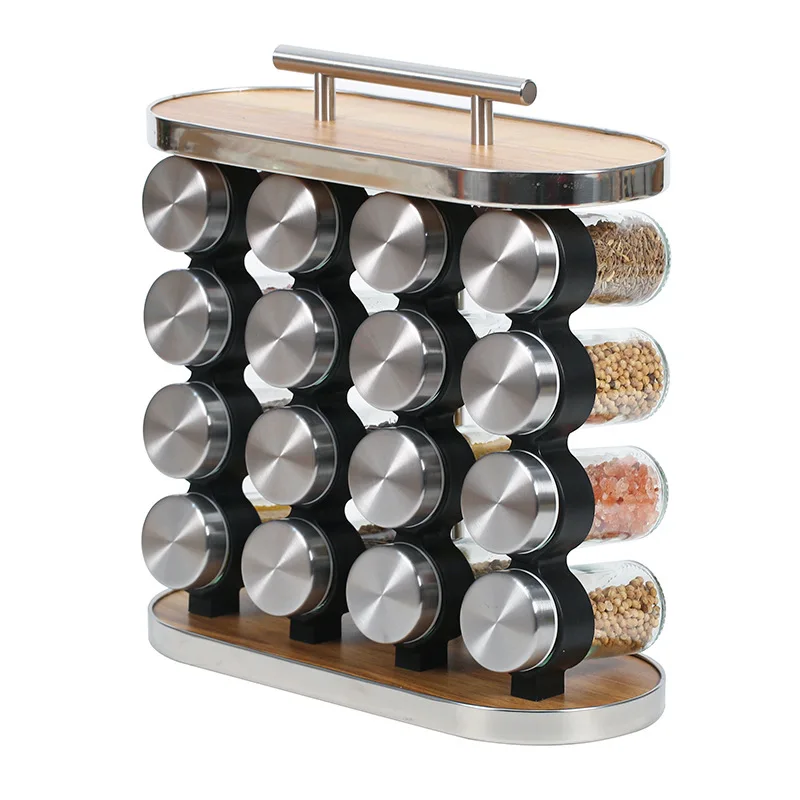16 PCs Portable Spice Jar with 13933 Wooden Stand - Image 7
