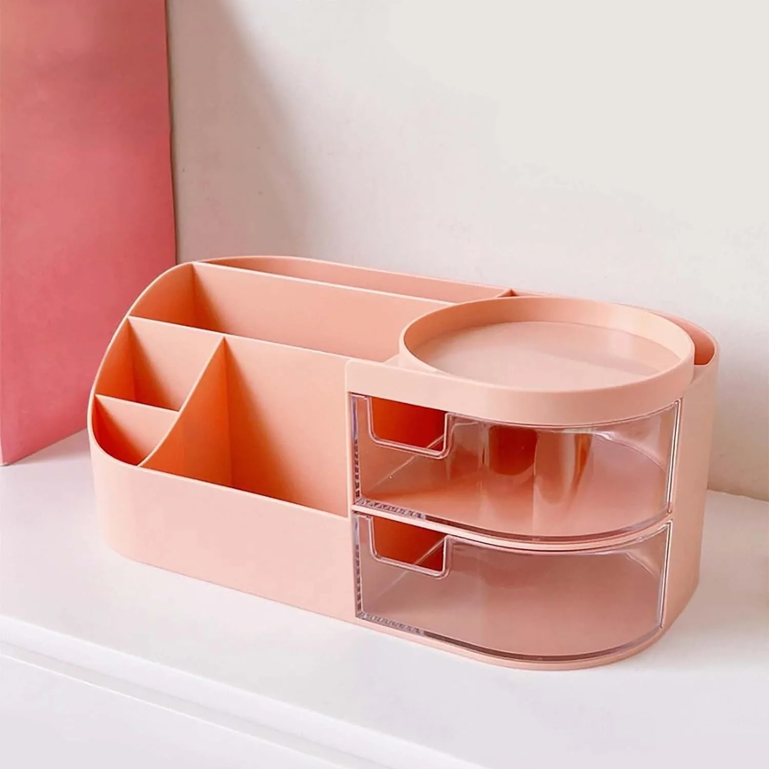 1pc Rotating Cosmetic Organizer-Pink - Image 3
