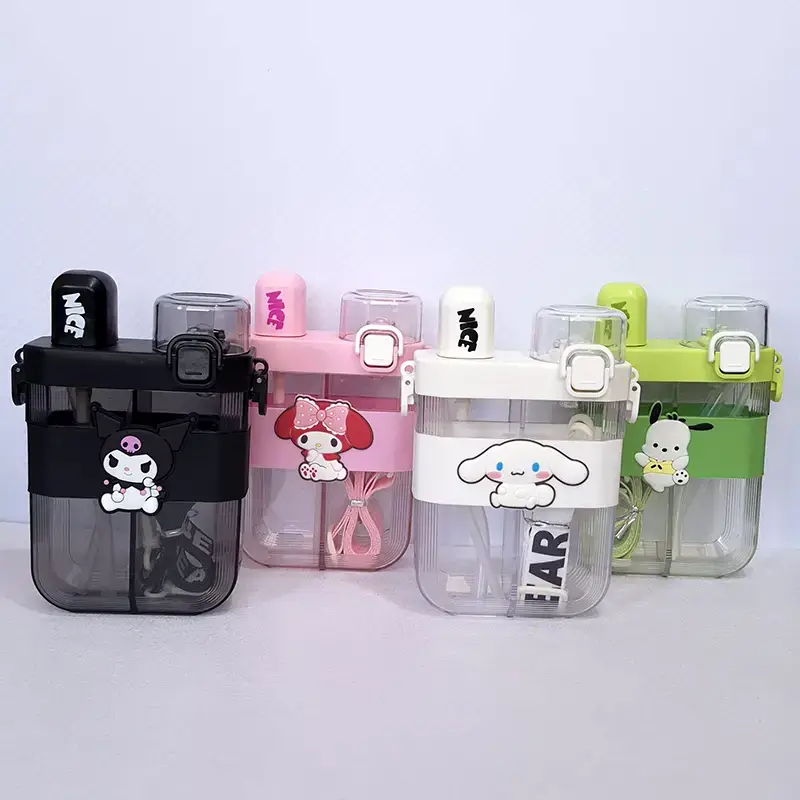 2 in 1 Cute Cartoon Dual Compartment Water Bottle with Straw (SA2510-148)