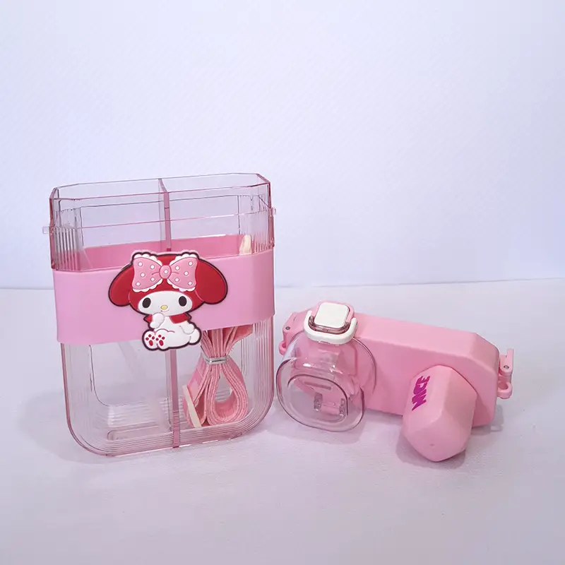 2 in 1 Cute Cartoon Dual Compartment Water Bottle with Straw (SA2510-148) - Image 12