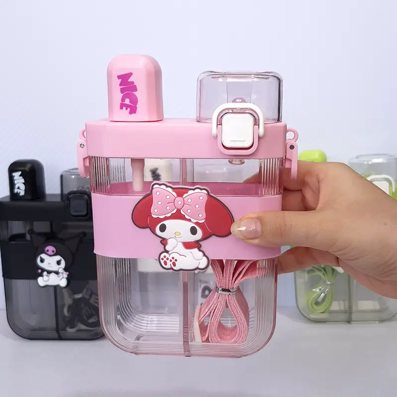 2 in 1 Cute Cartoon Dual Compartment Water Bottle with Straw (SA2510-148) - Image 14