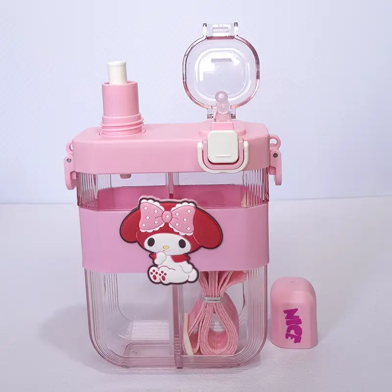 2 in 1 Cute Cartoon Dual Compartment Water Bottle with Straw (SA2510-148) - Image 15