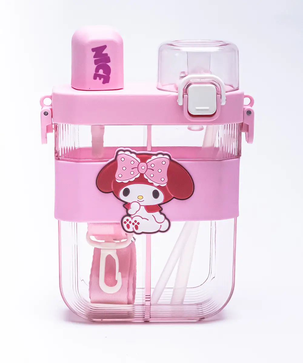 2 in 1 Cute Cartoon Dual Compartment Water Bottle with Straw (SA2510-148) - Image 4