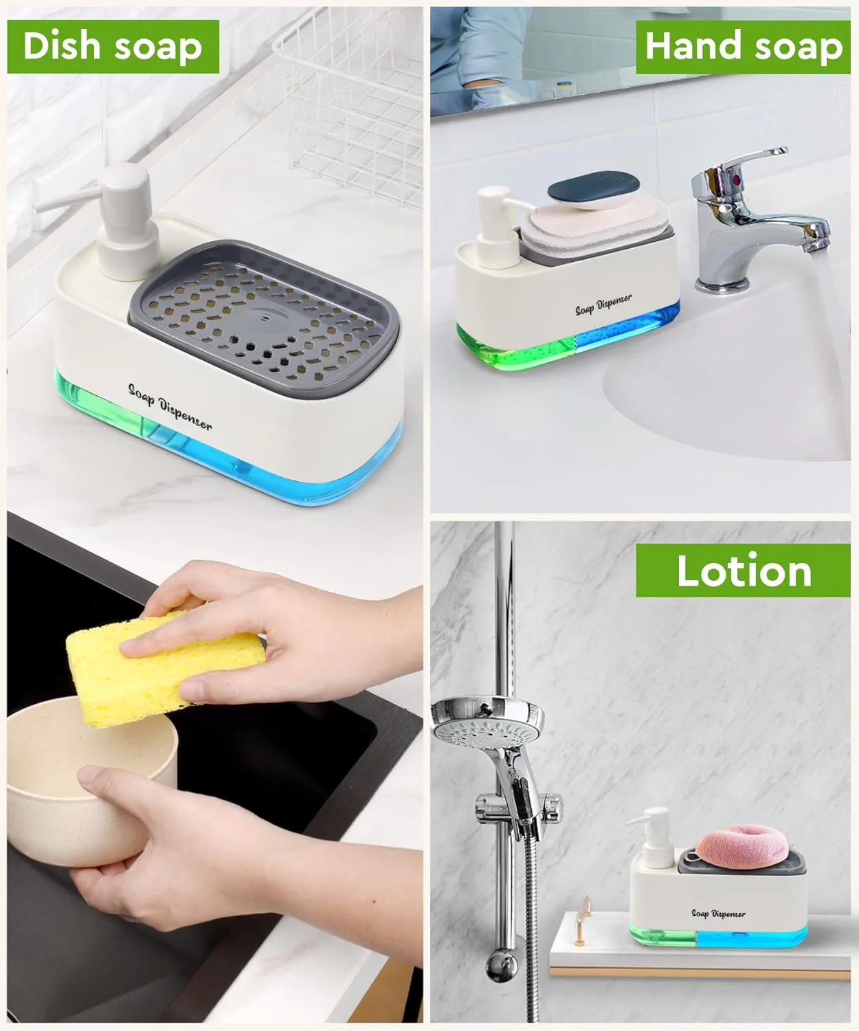 2 in 1 Premium Dishwashing Soap Pump Dispenser and Sponge Holder (SA2510-011) - Image 11