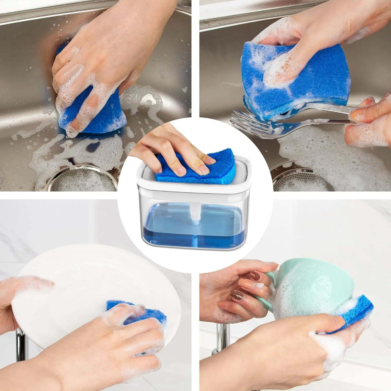 2 in 1 Premium Dishwashing Soap Pump Dispenser and Sponge Holder (SA2510-011) - Image 12