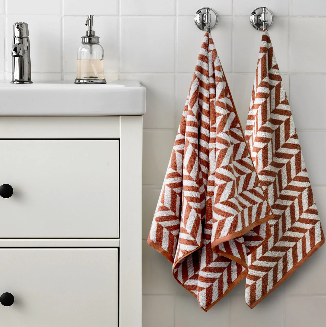 2 PCs Bath Towel Yarn Dyed-14916 Brown Chevrons