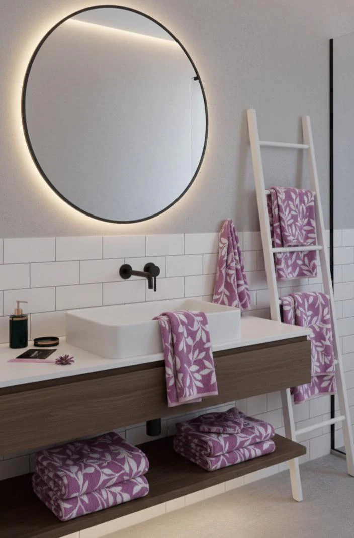 2 Pcs Bath Towels-Pastel Flower(Lilac) - Image 5