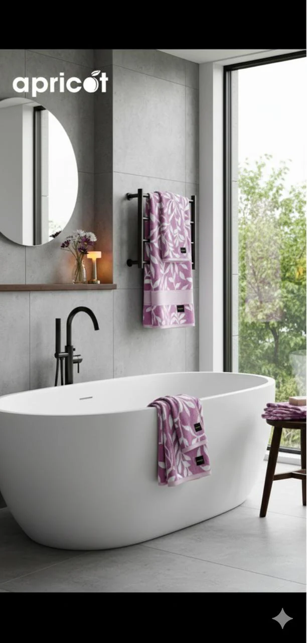 2 Pcs Bath Towels-Pastel Flower(Lilac) - Image 7