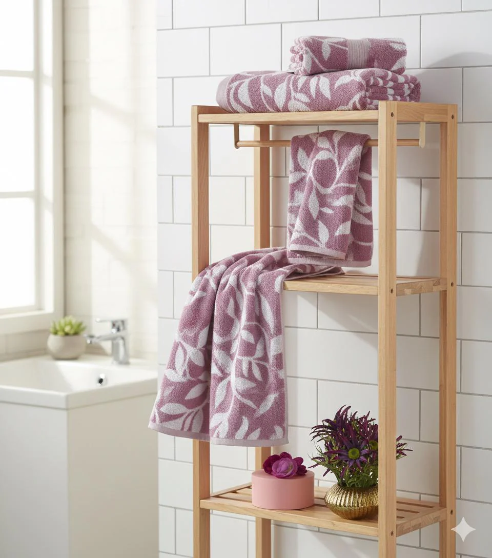 2 Pcs Bath Towels-Pastel Flower(Lilac) - Image 8