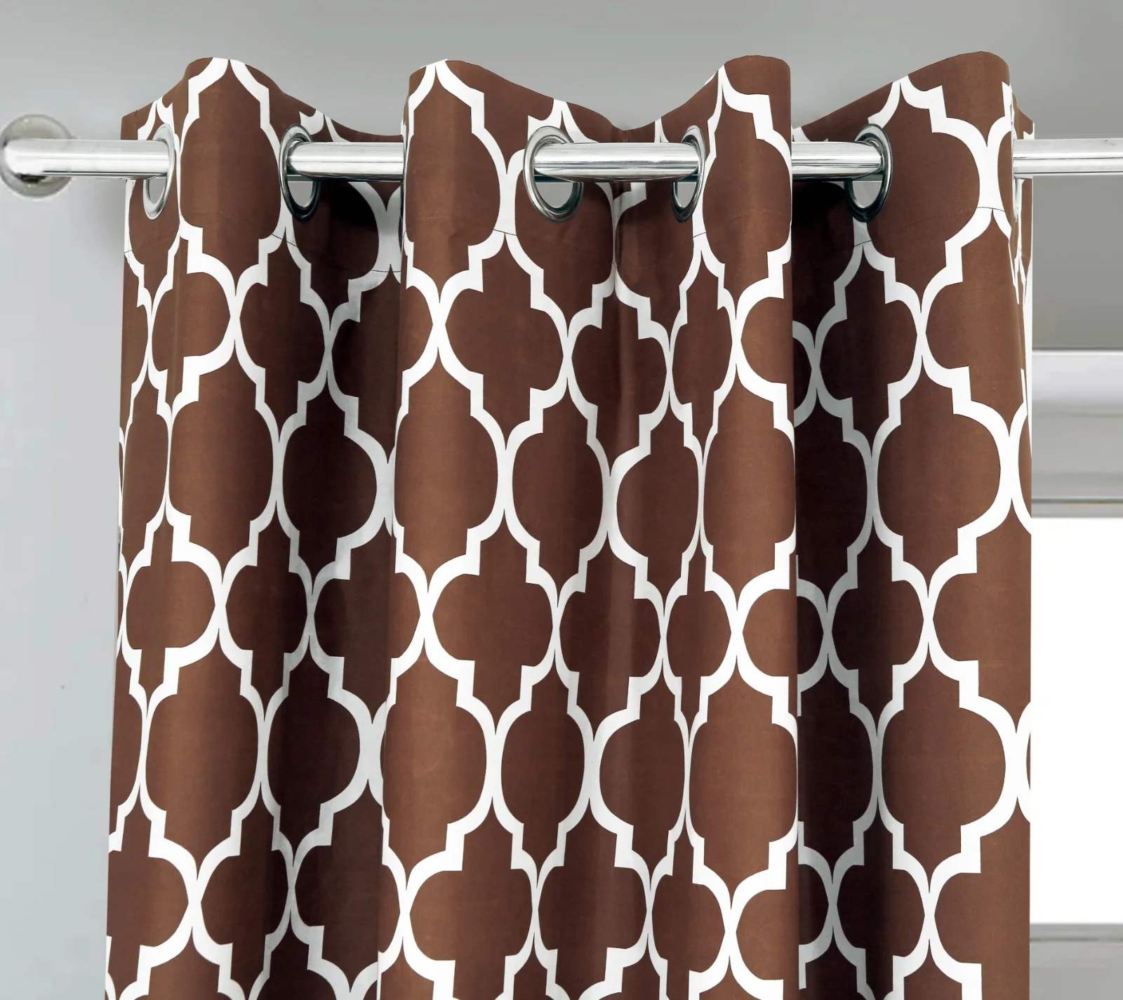2 PCs Blackout Room Curtains-Brown Geometric - Image 3