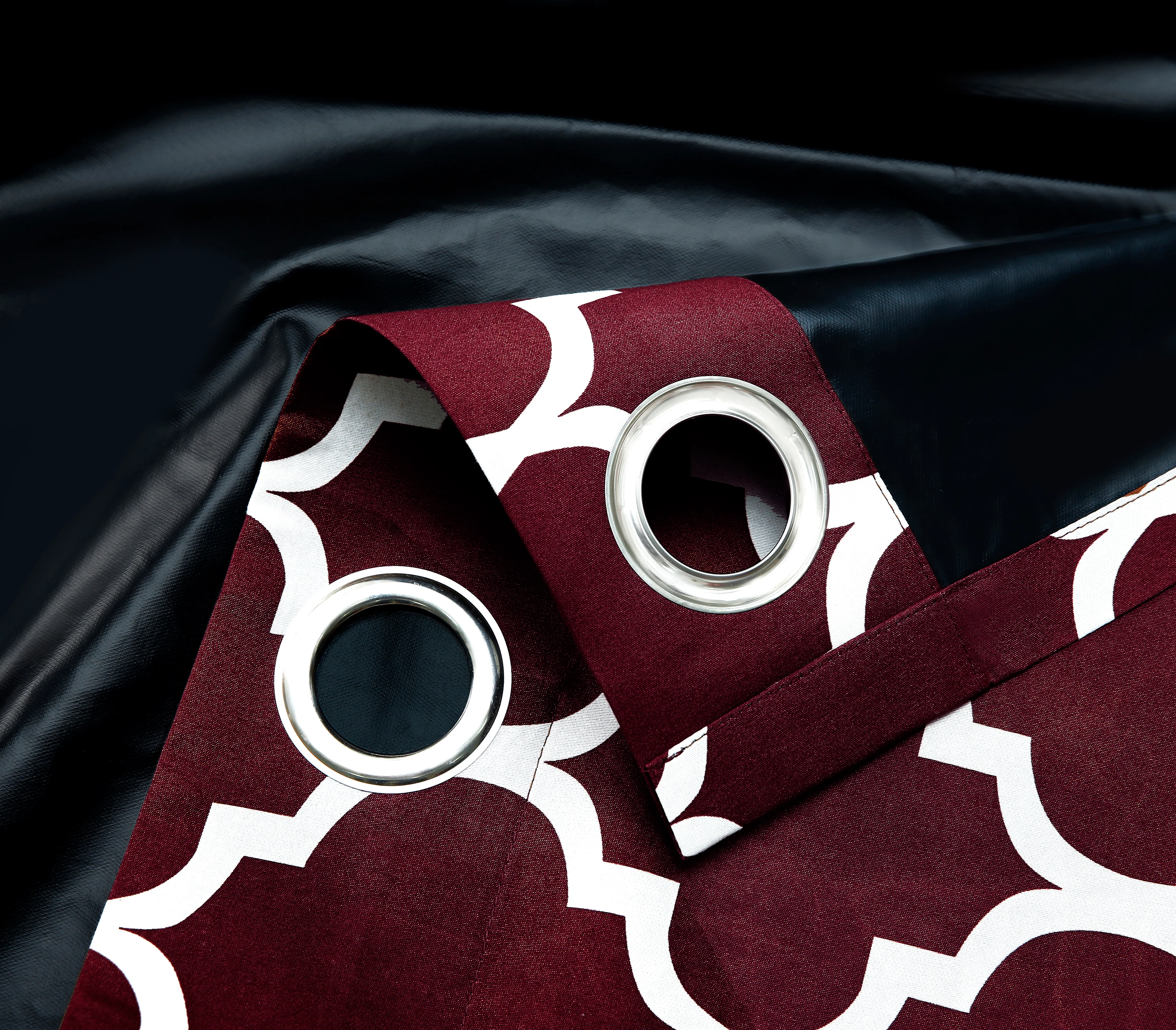 2 PCs Blackout Room Curtains-Plum Geometric - Image 3