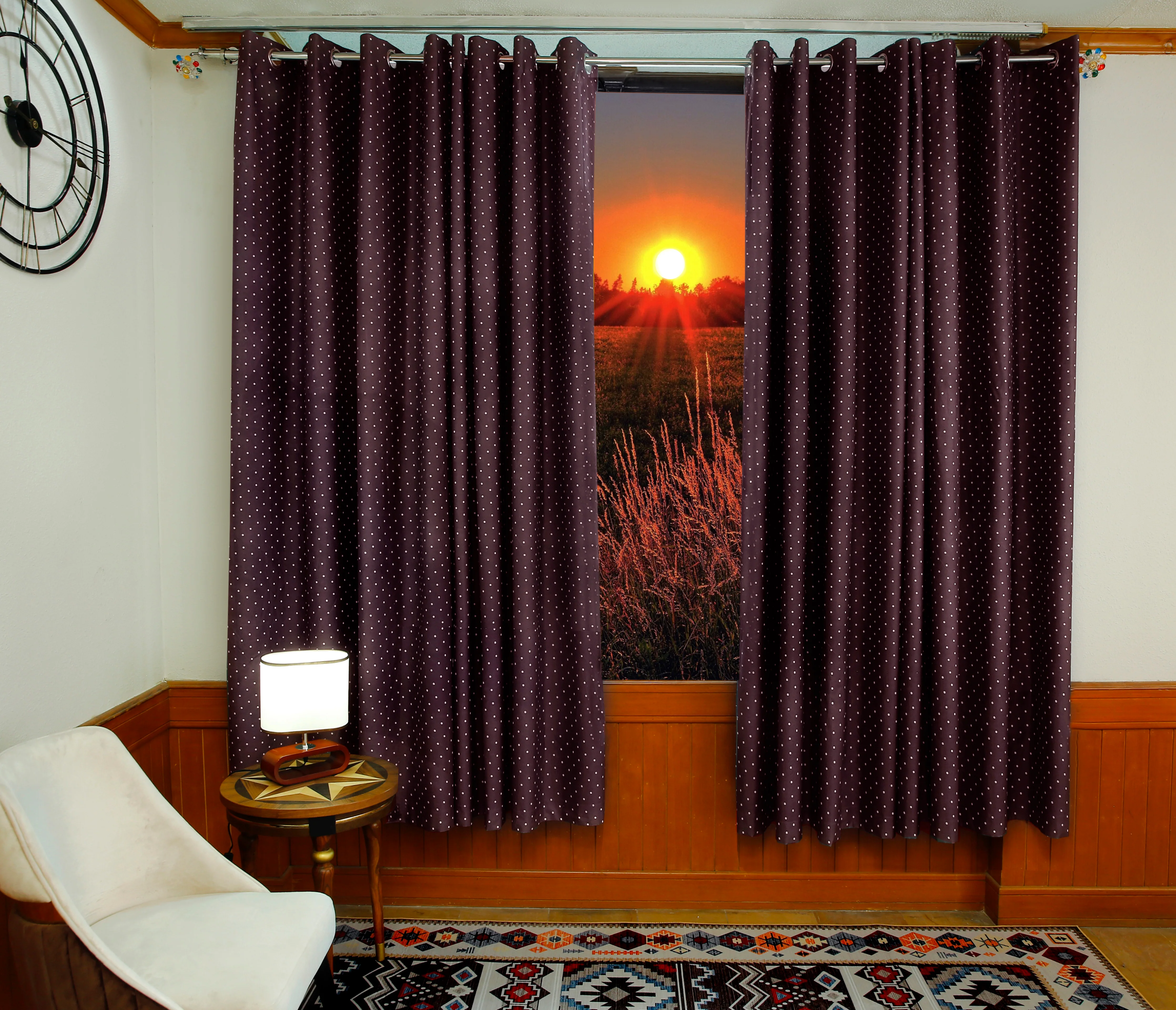 2 PCs Blackout Room Curtains-Plum Polka - Image 4