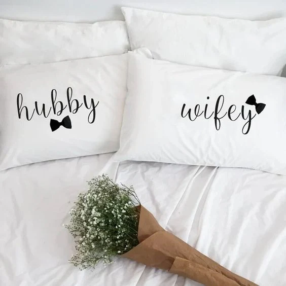 2 PCs Digital Printed Couple Pillow-Hubby/Wifey - Image 2