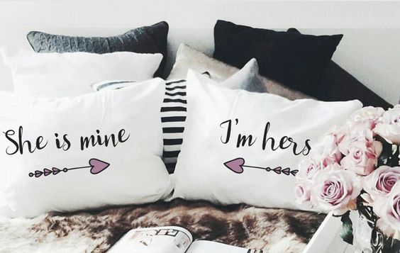 2 PCs Digital Printed Couple Pillow-Mine/Hers