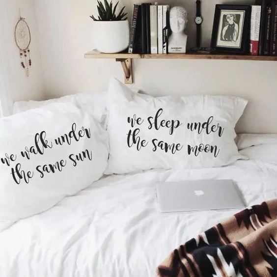 2 PCs Digital Printed Couple Pillow-MOON/SUN - Image 2