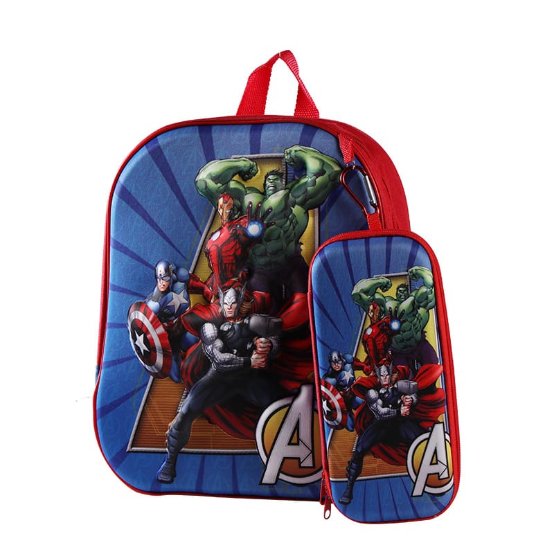 2 PCs Kids School Bag with Geometry Box-Spider Man