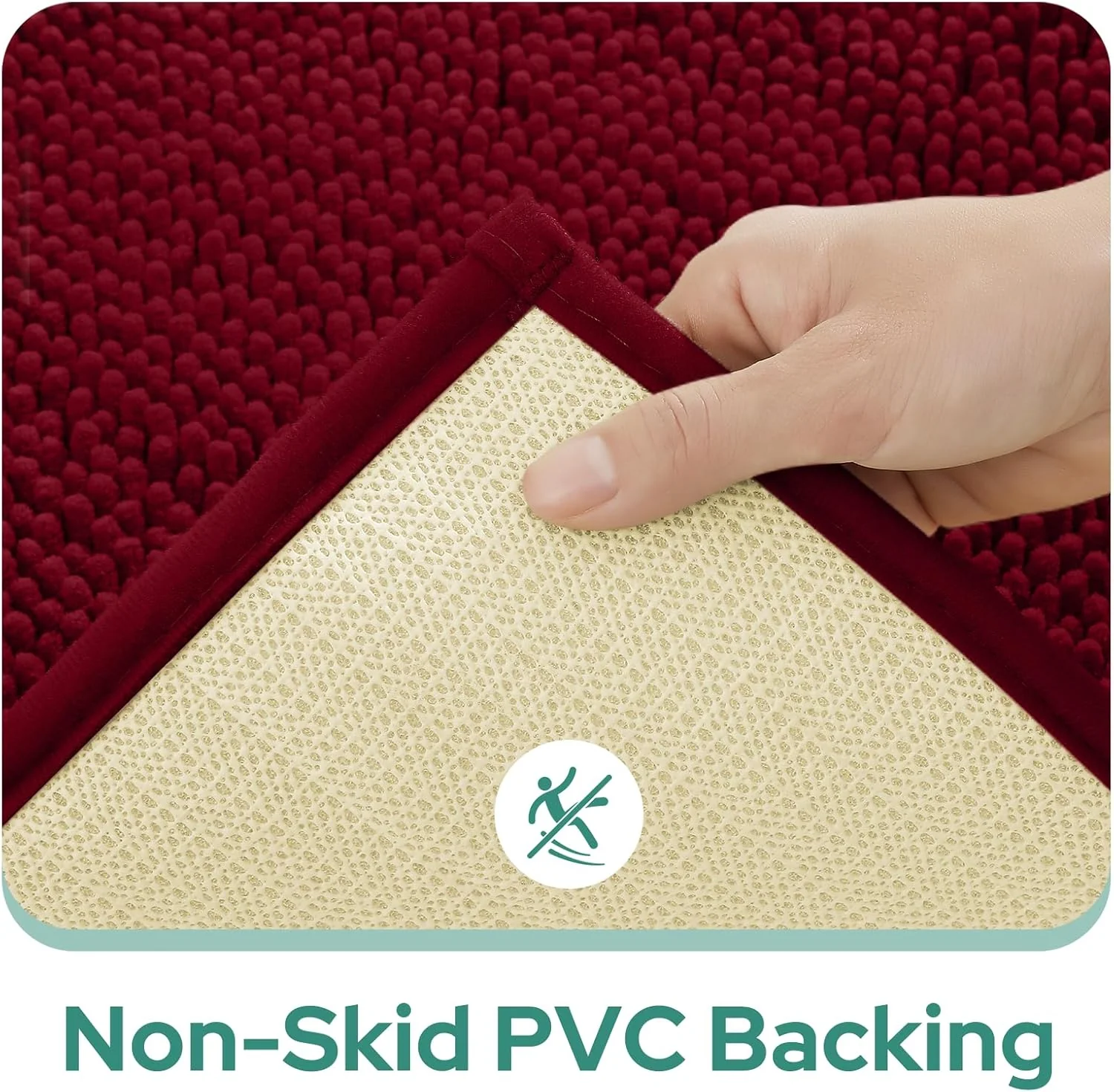 2 PCs Microfiber Anti Slip Commode Mat Set-Burgundy - Image 6