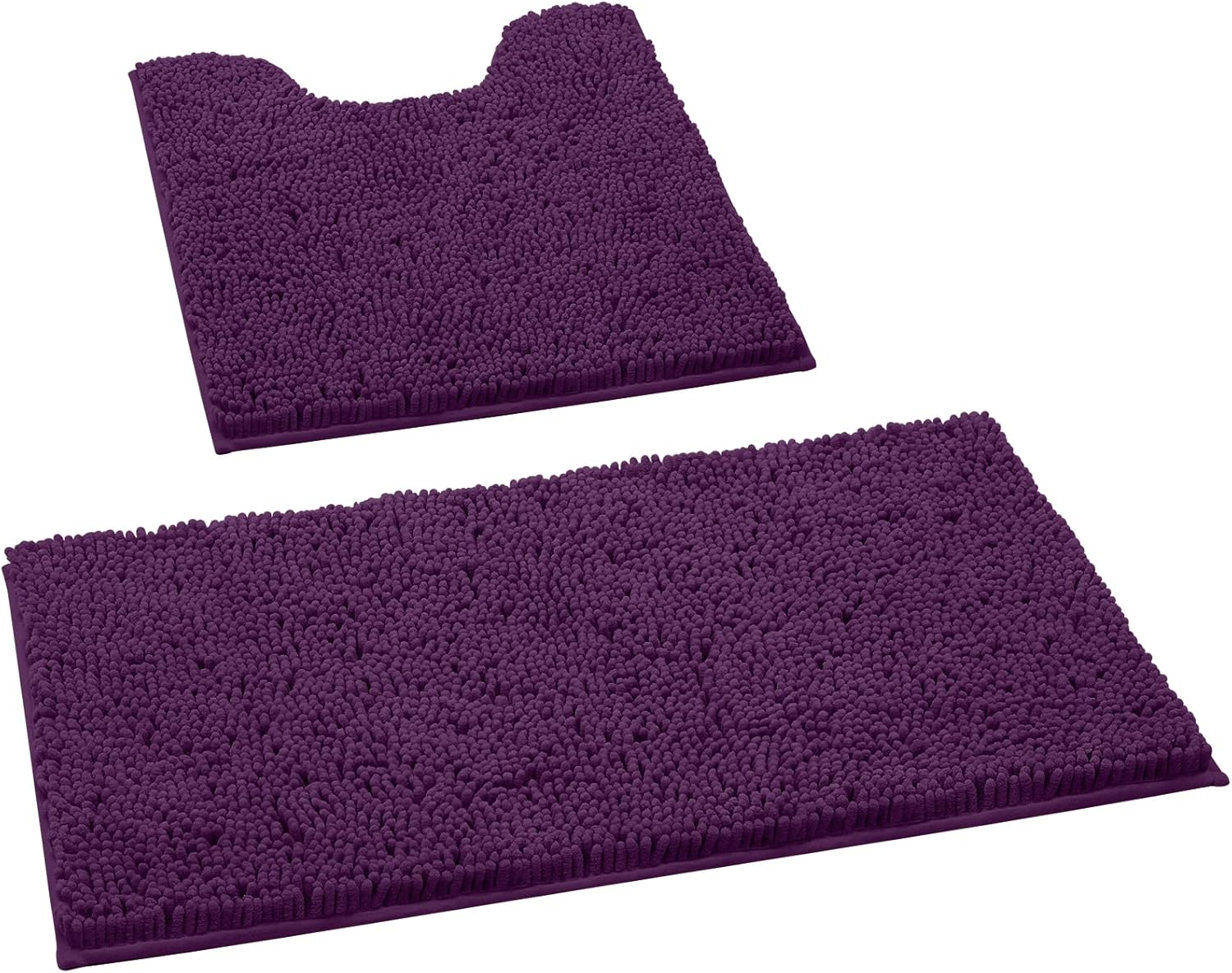 2 PCs Microfiber Anti Slip Commode Mat Set-Dark Purple - Image 4
