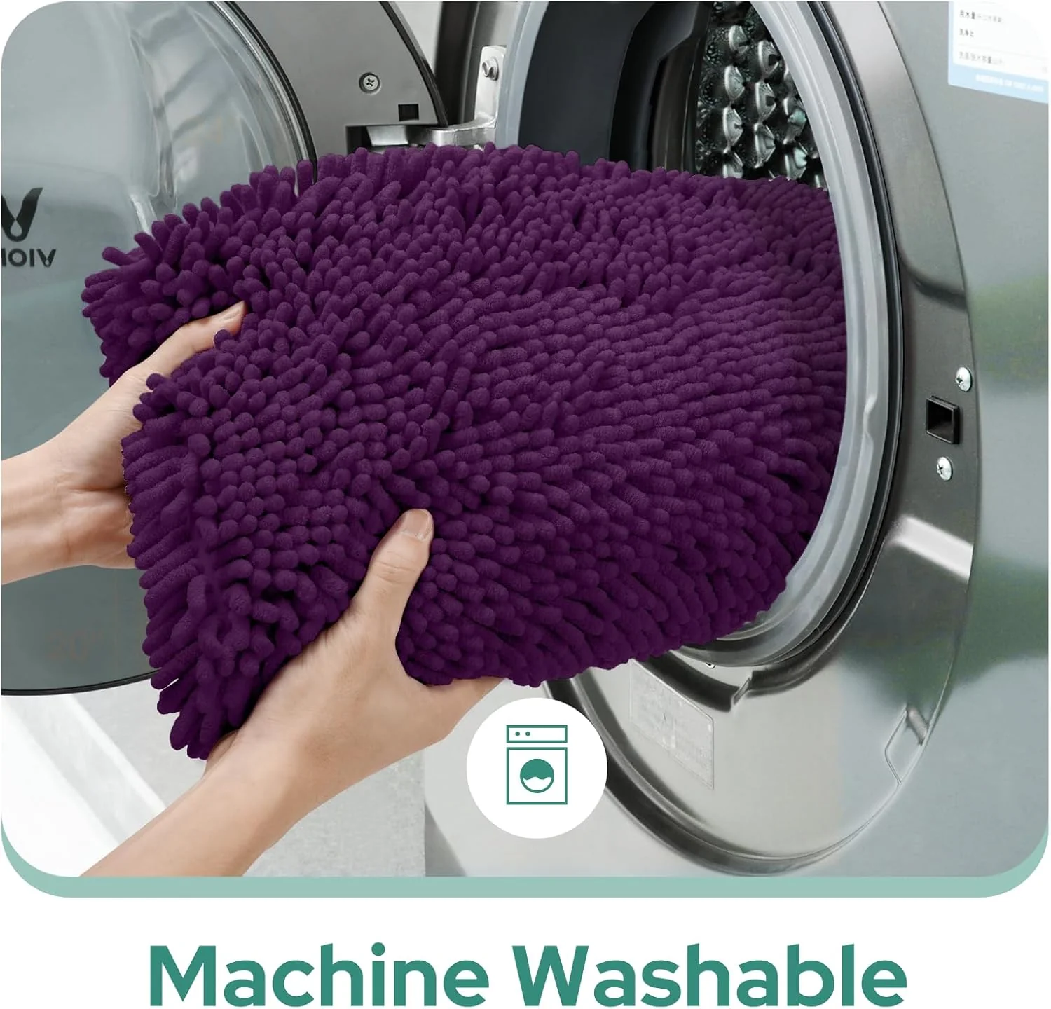 2 PCs Microfiber Anti Slip Commode Mat Set-Dark Purple - Image 5