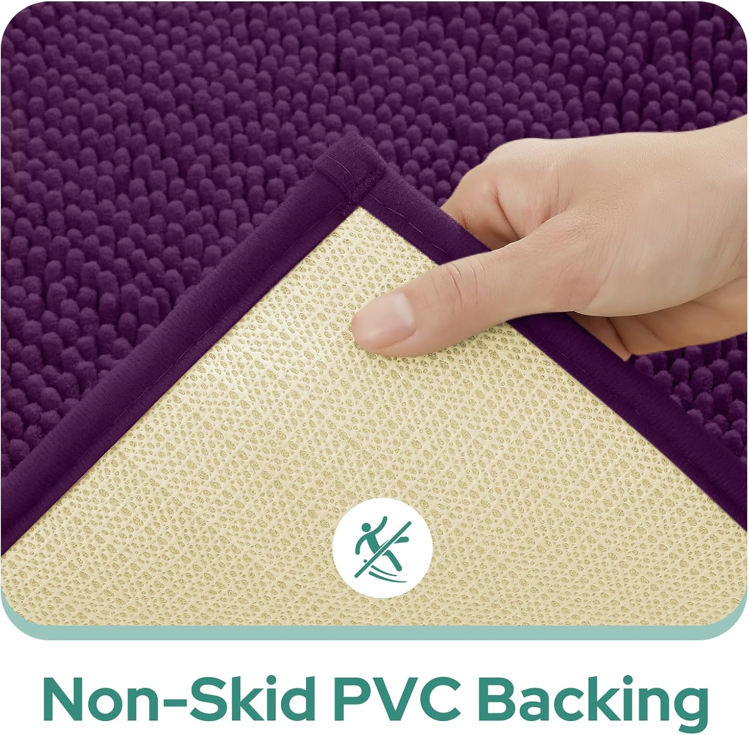 2 PCs Microfiber Anti Slip Commode Mat Set-Dark Purple - Image 7