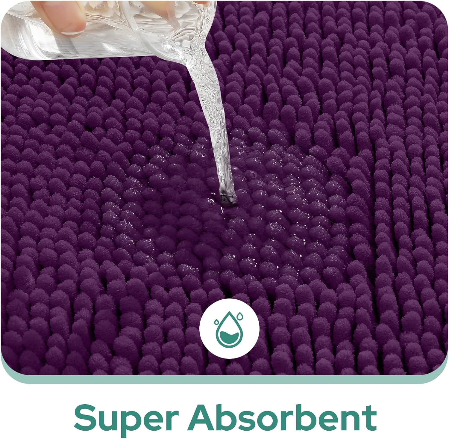 2 PCs Microfiber Anti Slip Commode Mat Set-Dark Purple - Image 8