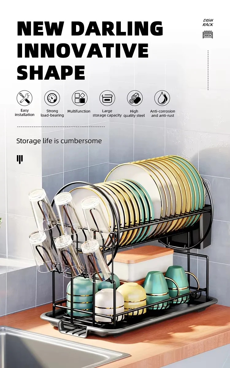 2-Tier-Dish Drying Rack & Utensil Holder(15255) - Image 8