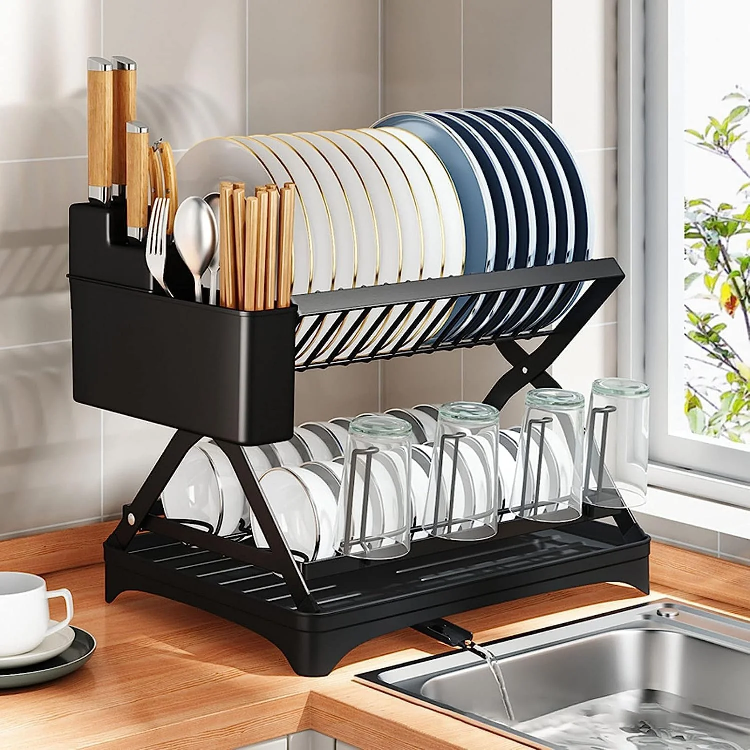 2-Tier Foldable Dish Drying Rack (SA2510-046)