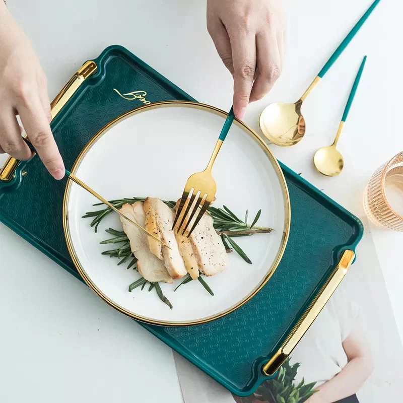 Green/Golden (4406)-24 PCs Premium Steel Cutlery Set - Image 13