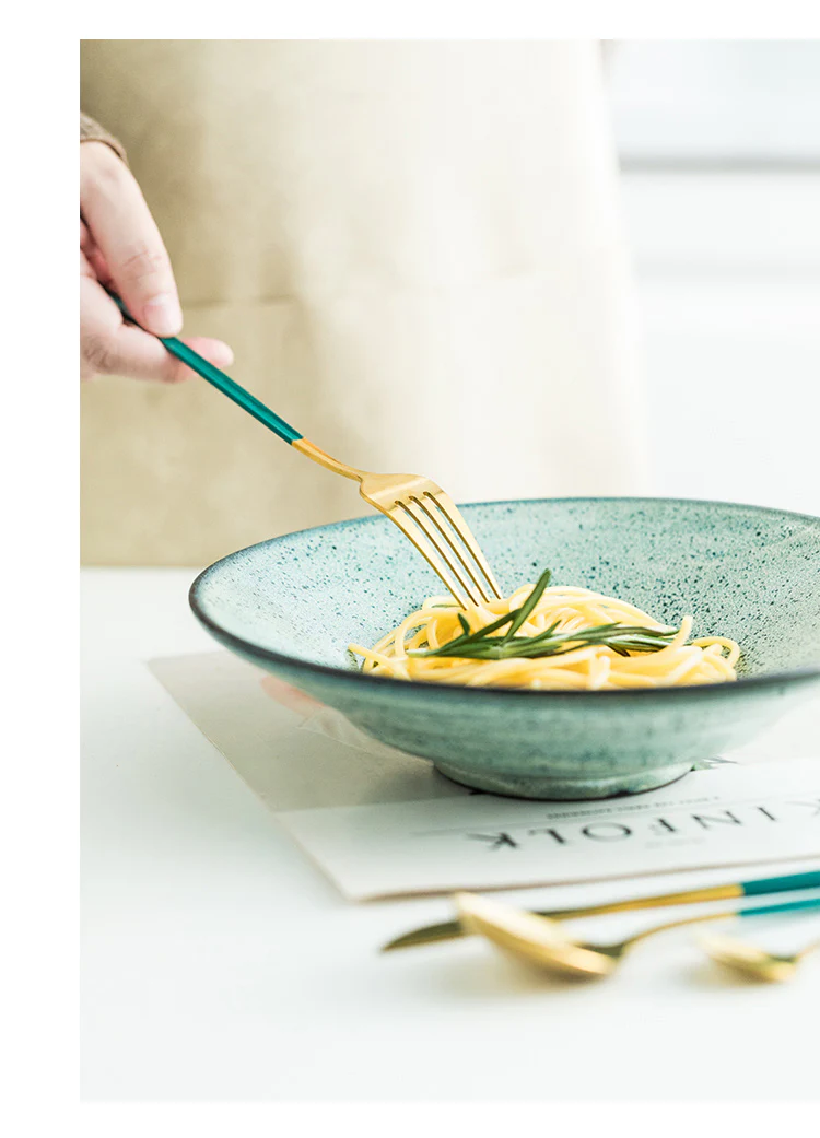 Green/Golden (4406)-24 PCs Premium Steel Cutlery Set - Image 7