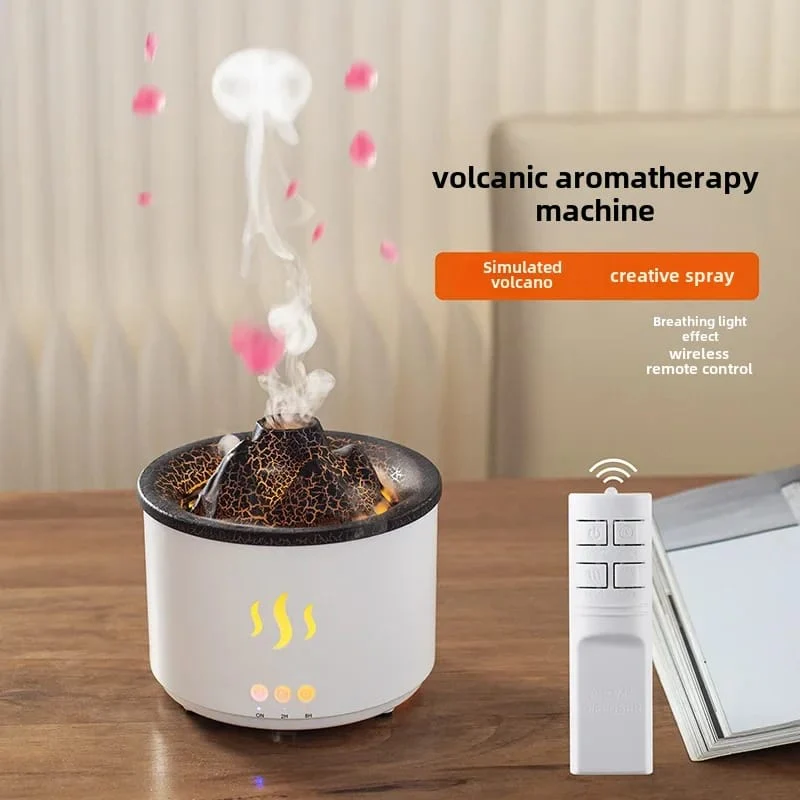 260ML Volcano Aromatherapy Wood Grain Crackling Humidifier-SA2405-186 - Image 3
