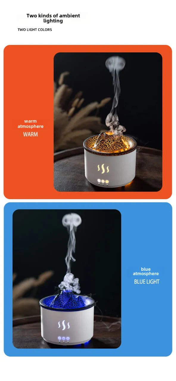 260ML Volcano Aromatherapy Wood Grain Crackling Humidifier-SA2405-186 - Image 5