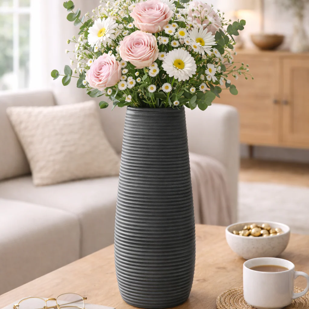 2PCs Nordic Style Vase Container (SA2510-097)Charcoal Grey