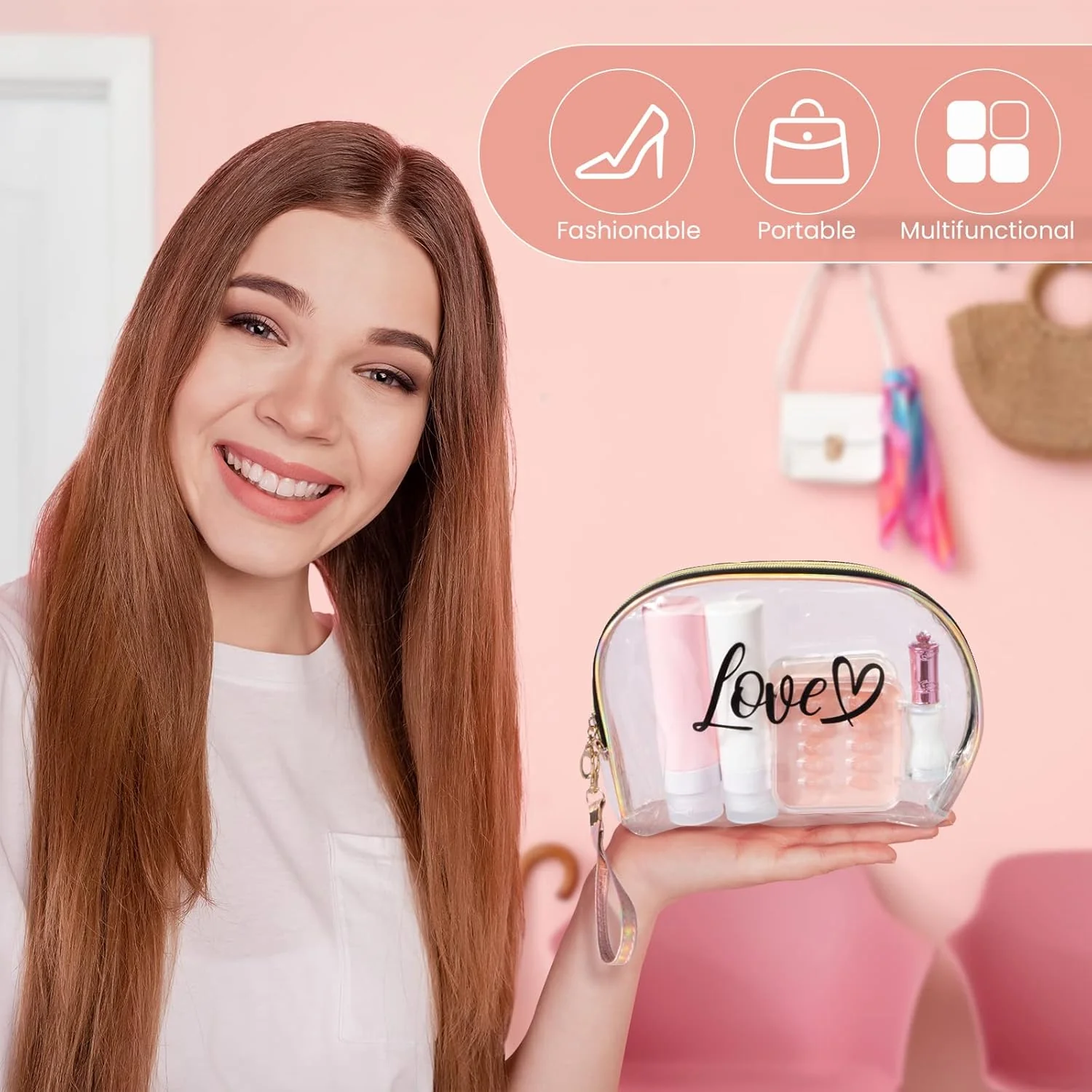 2PCs Portable Makeup Organizer Bag-LOVE(SA2405-125) - Image 10