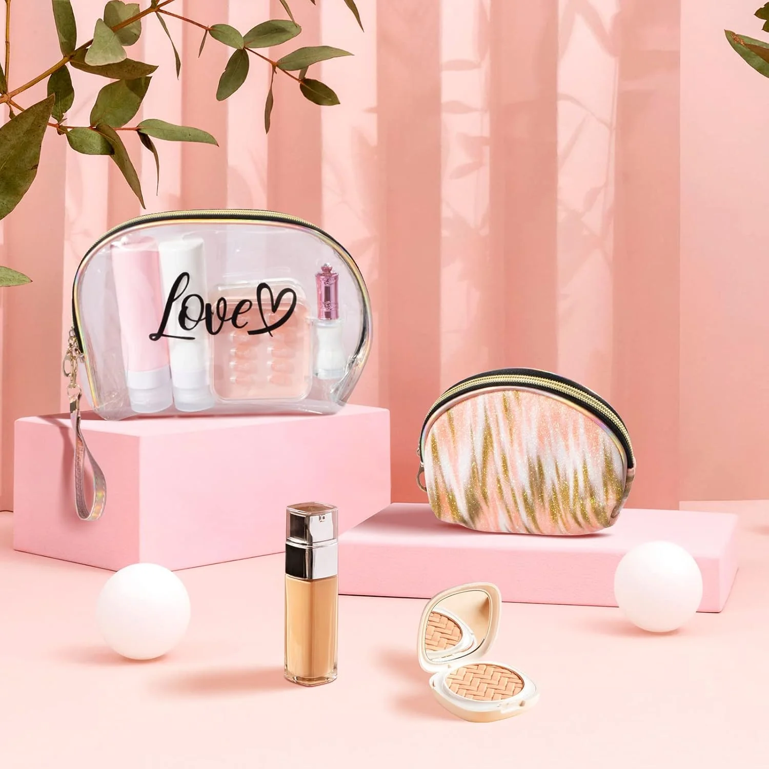 2PCs Portable Makeup Organizer Bag-LOVE(SA2405-125) - Image 5