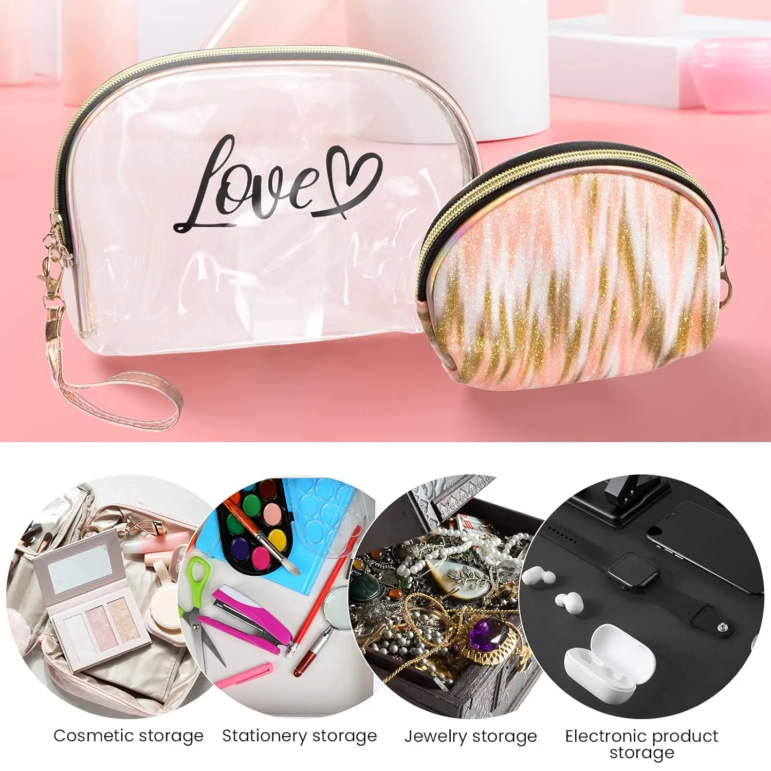 2PCs Portable Makeup Organizer Bag-LOVE(SA2405-125) - Image 8