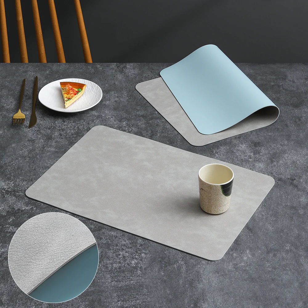 2PCs Rectangular Shape Leather Placemat - Image 2