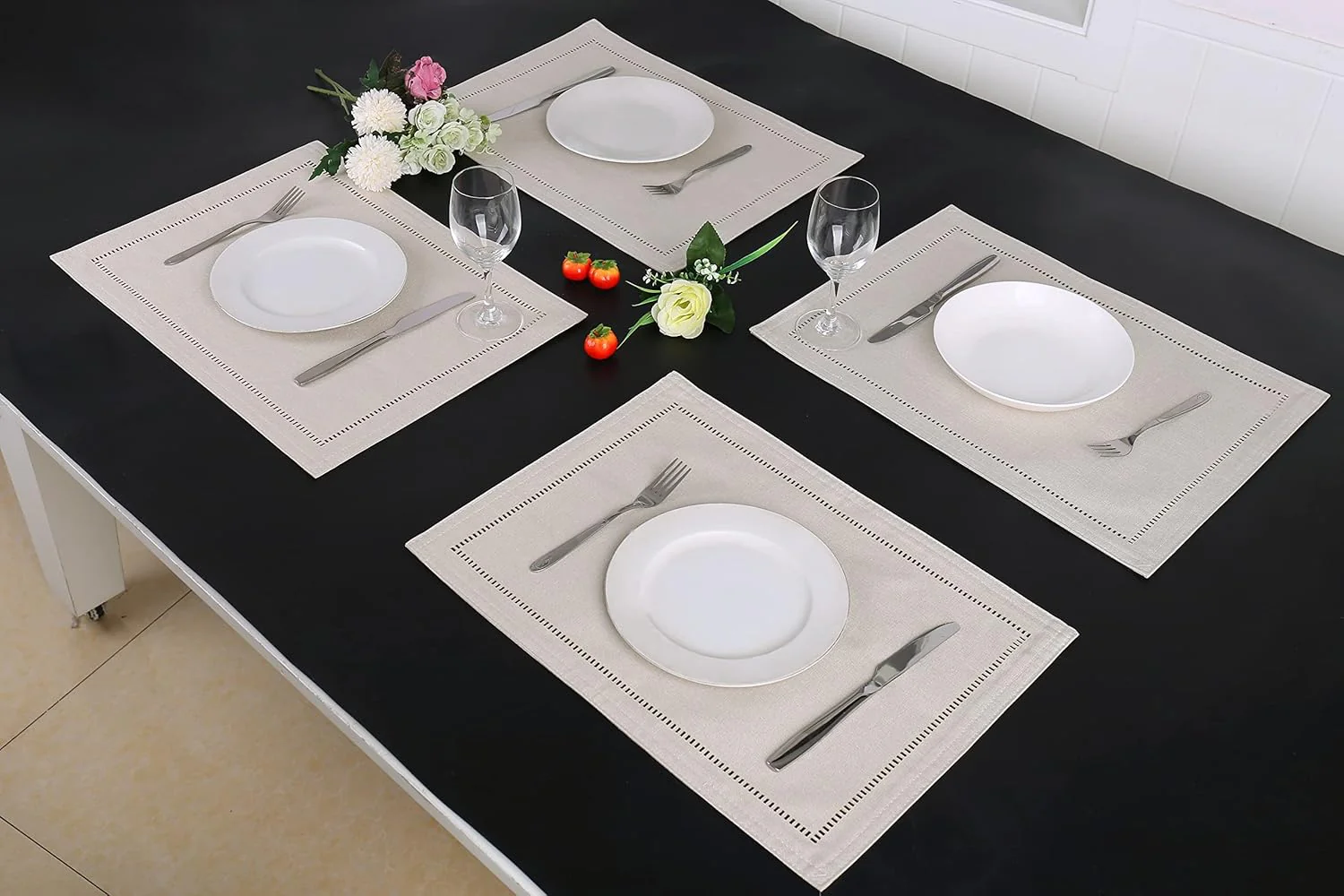 2PCs Rectangular Shape Placemats5974-(SA2405-252)Beige - Image 2