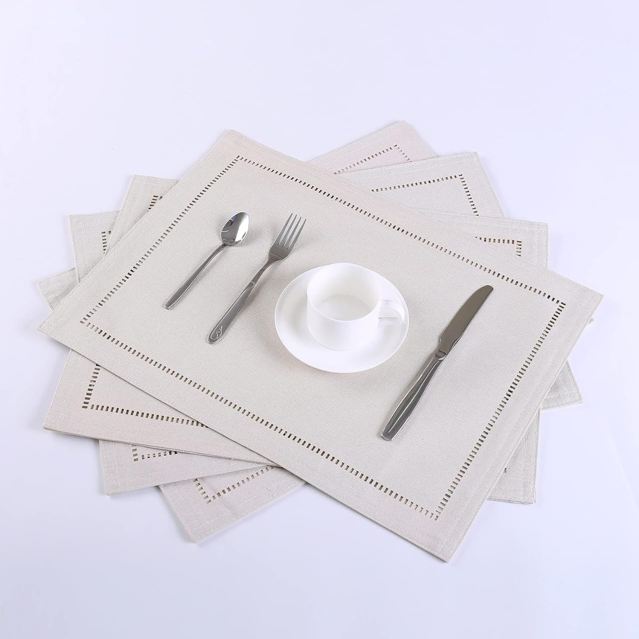 2PCs Rectangular Shape Placemats5974-(SA2405-252)Beige - Image 5