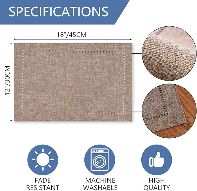 2PCs Rectangular Shape Placemats-5852    (SA2405-252)Brown - Image 3