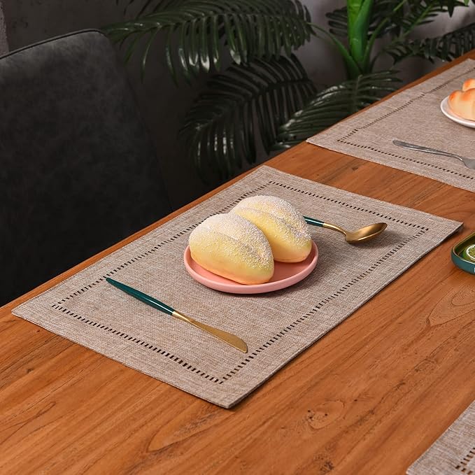 2PCs Rectangular Shape Placemats-5852    (SA2405-252)Brown - Image 5
