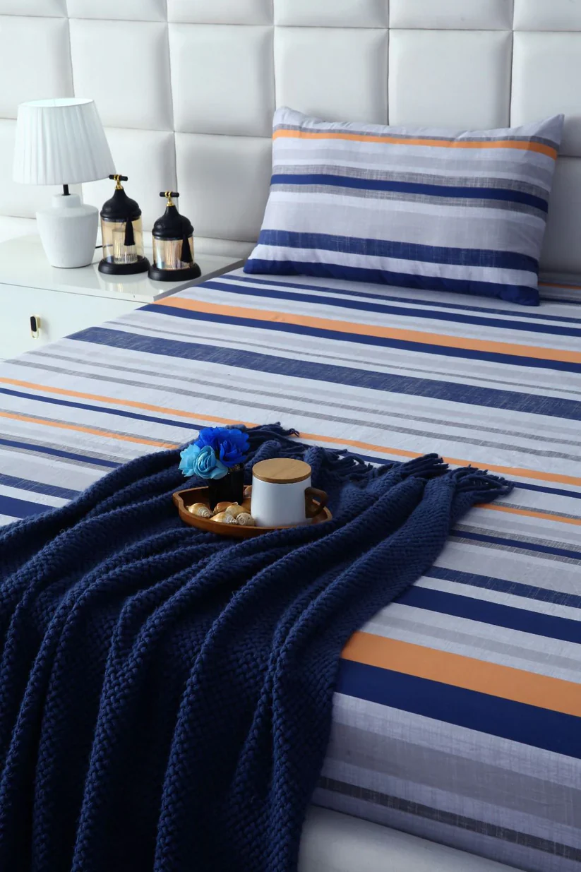 2Pcs Single Bed Sheet-Multi Bands - Image 2