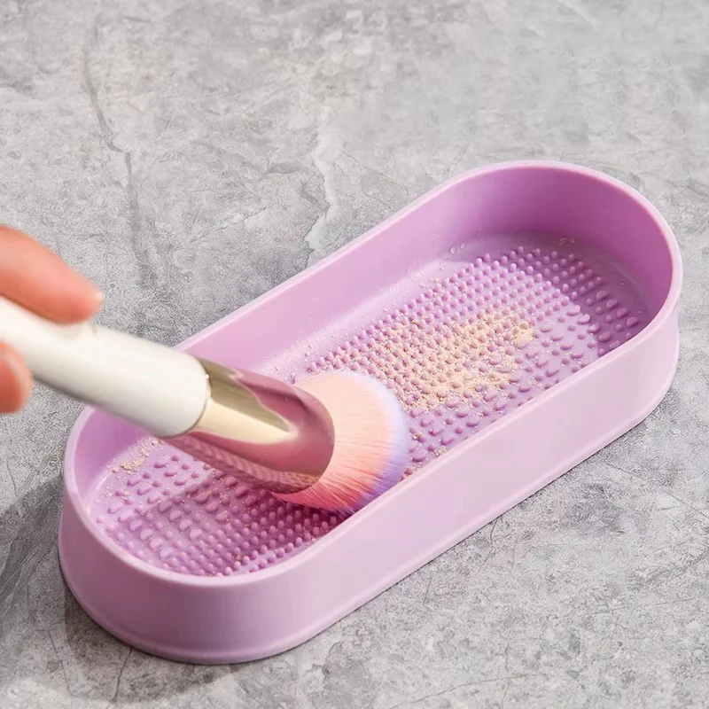 3 in 1 Makeup Brush Cleaning Box-Lilac - Image 10