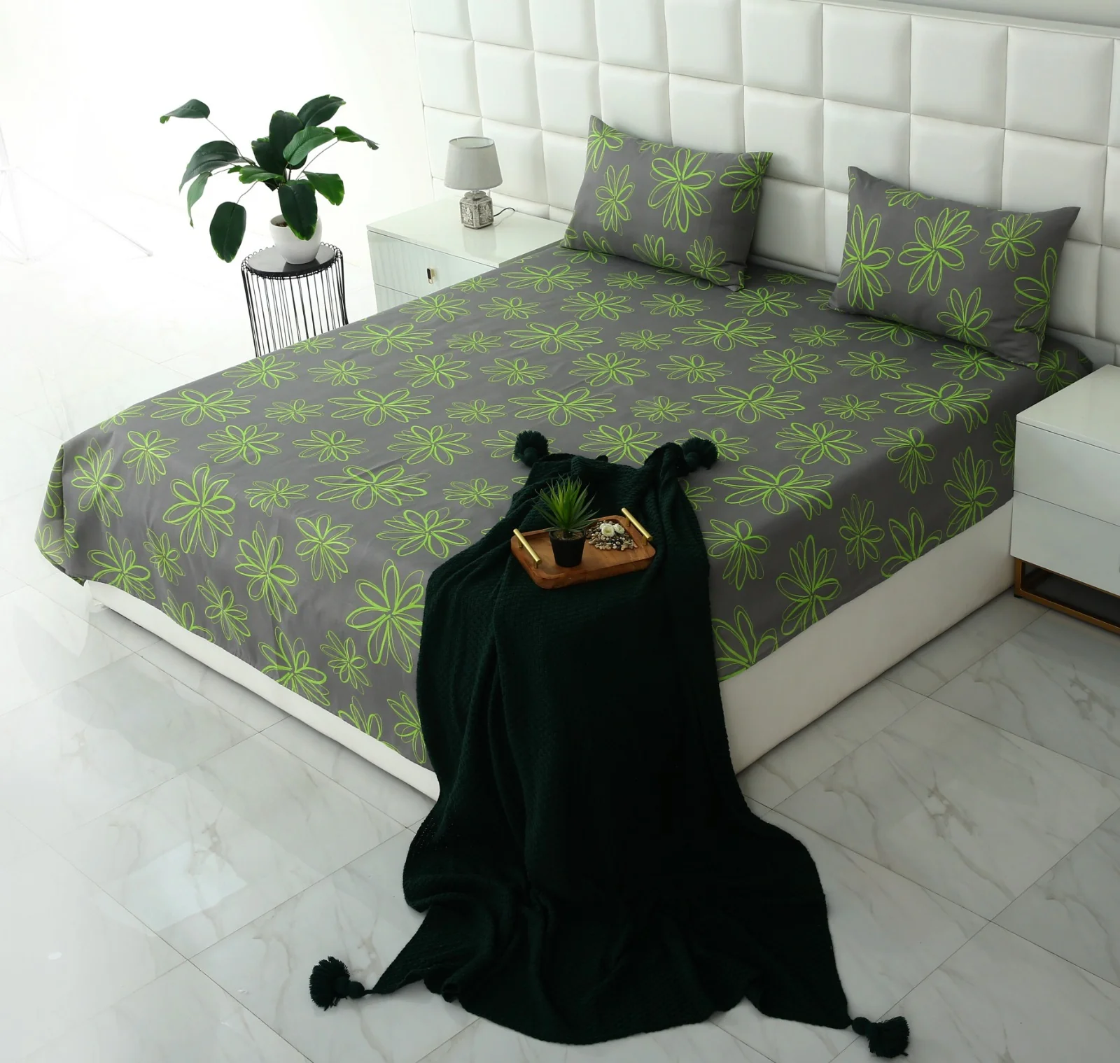3 PCs Double Bed Sheet-Carnation - Image 5