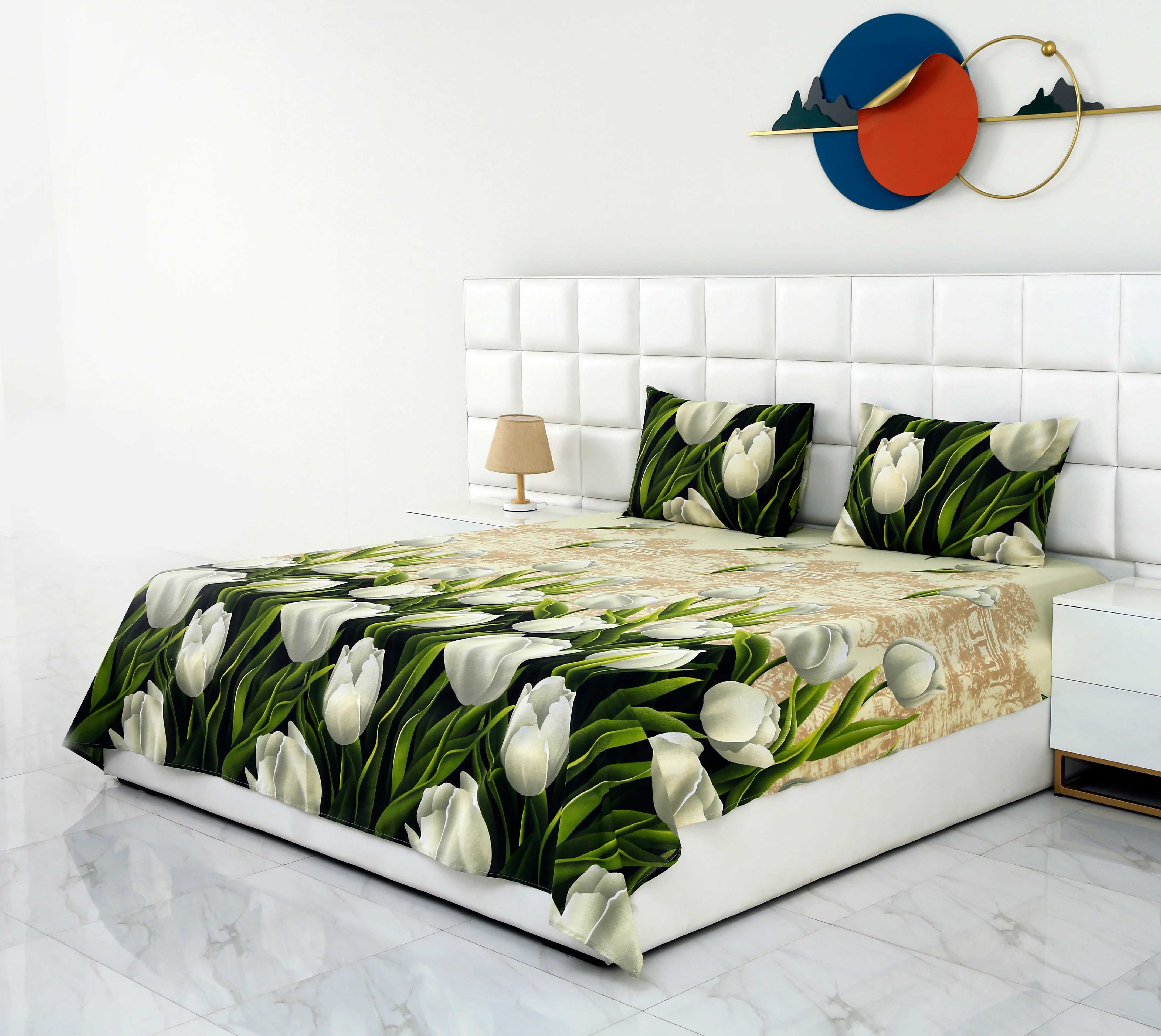 3 PCs Double Bed Sheet-tulip green - Image 6