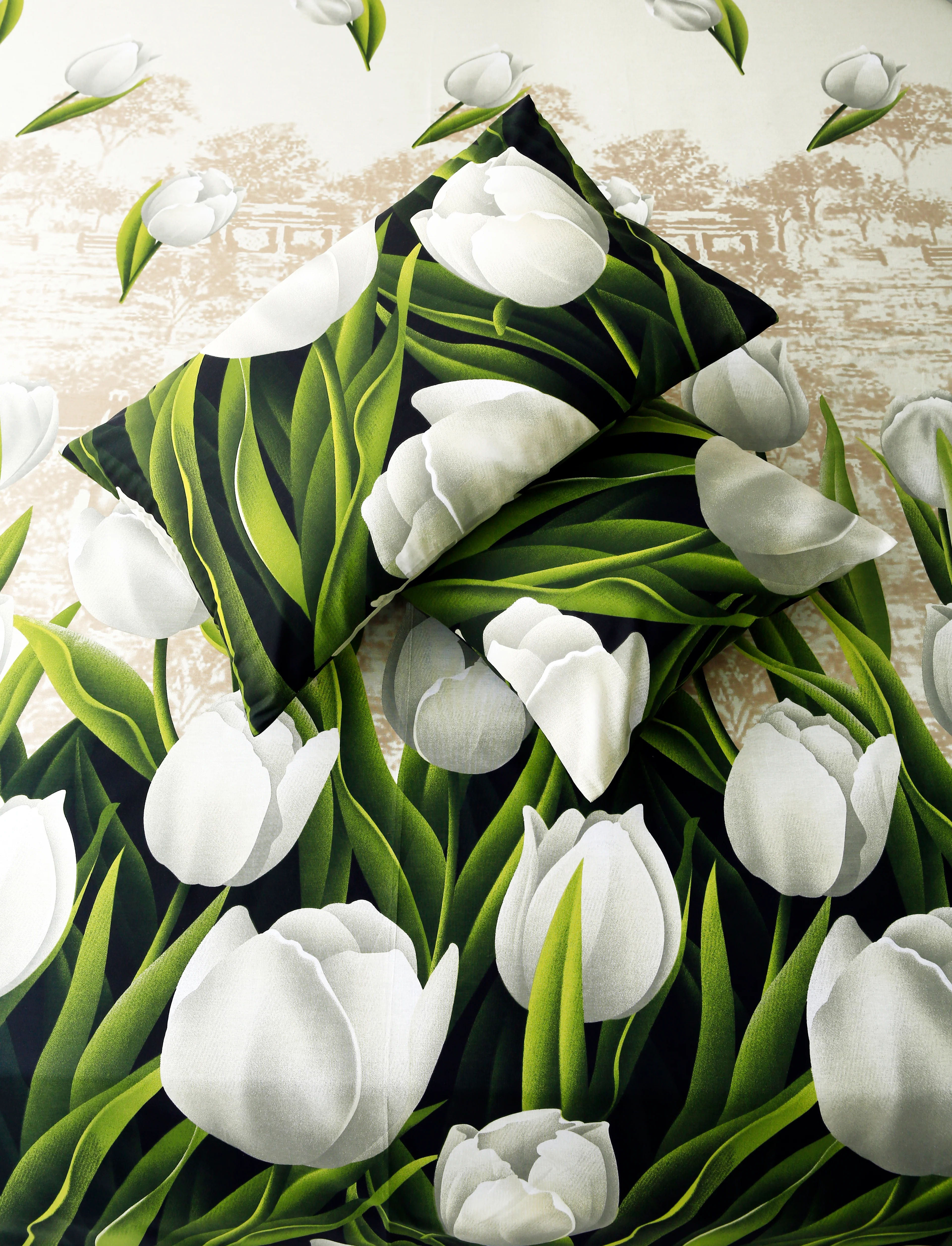 3 PCs Double Bed Sheet-tulip green - Image 8