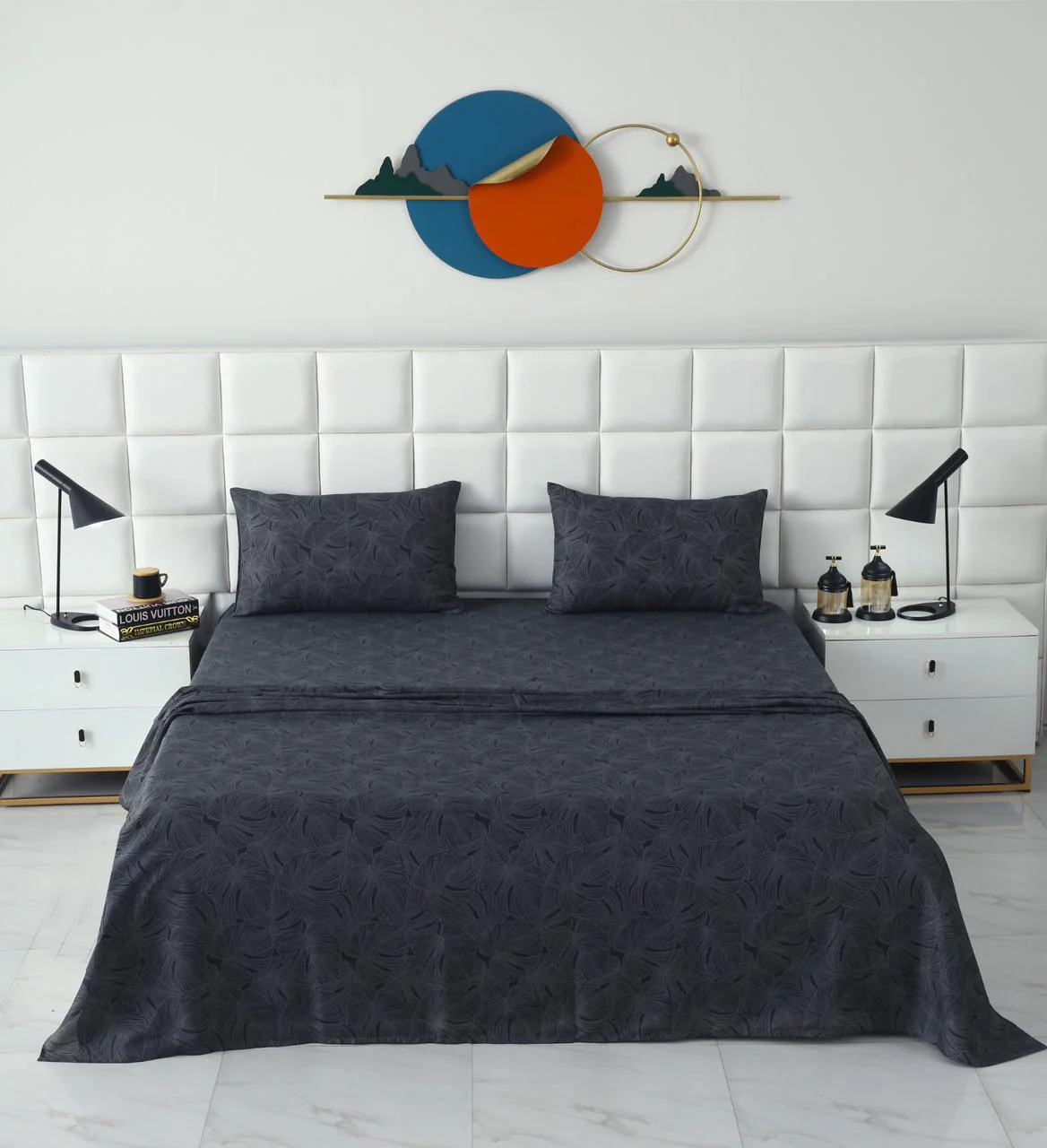 3 PCs Double Bed Sheet-Ash Grey - Image 2
