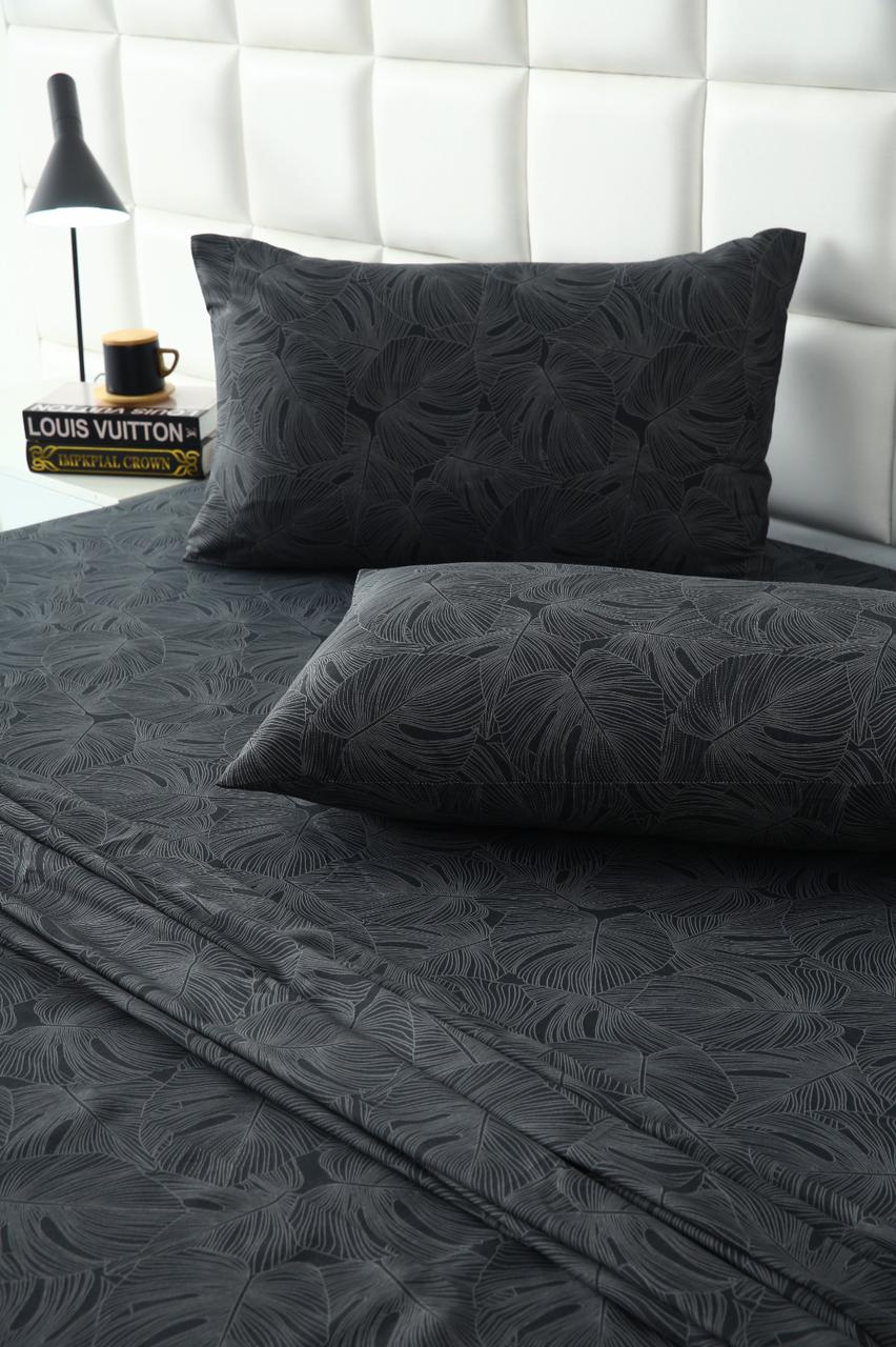 3 PCs Double Bed Sheet-Ash Grey - Image 5